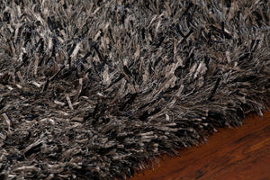 Chandra Rugs Tulip 100% Polyester Hand-Woven Contemporary Rug Black/Beige 7'9 x 10'6