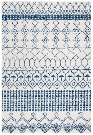 Tulum 229 Bohemian Power Loomed Polypropylene Pile Rug Ivory / Navy