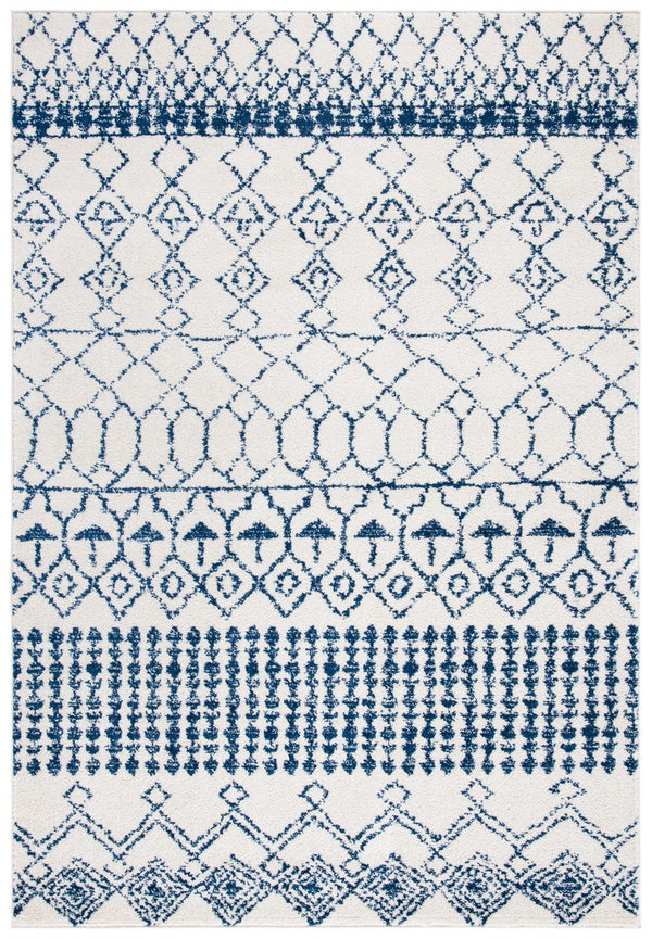 Tulum 229 Bohemian Power Loomed Polypropylene Pile Rug Ivory / Navy