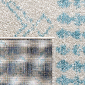 Tulum 229 Bohemian Power Loomed Polypropylene Pile Rug Ivory / Turquoise