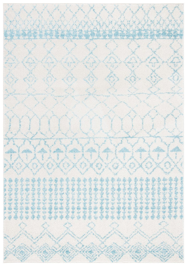 Tulum 229 Bohemian Power Loomed Polypropylene Pile Rug Ivory / Turquoise