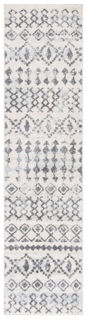 Tulum 240 Bohemian Power Loomed Polypropylene Pile Rug Ivory / Grey