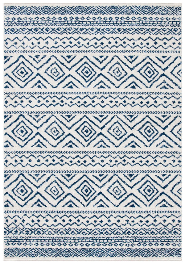 Tulum 267 Bohemian Power Loomed Polypropylene Pile Rug Ivory / Navy