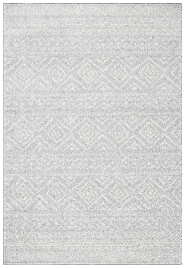 Tulum 267 Bohemian Power Loomed Polypropylene Pile Rug Light Grey / Ivory