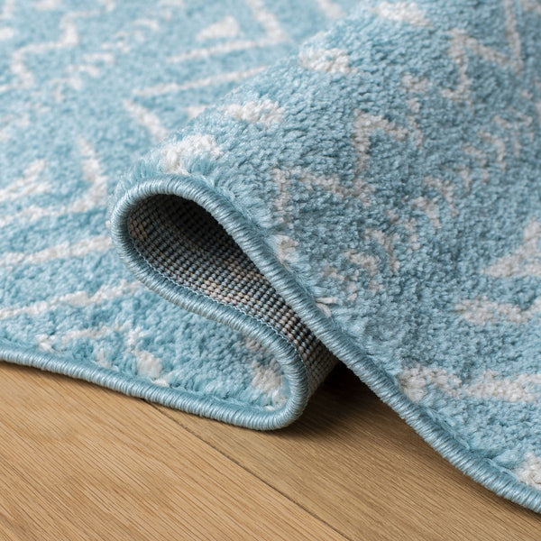 Tulum 267 Bohemian Power Loomed Polypropylene Pile Rug Turquoise / Ivory