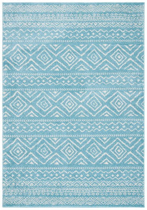 Tulum 267 Bohemian Power Loomed Polypropylene Pile Rug Turquoise / Ivory