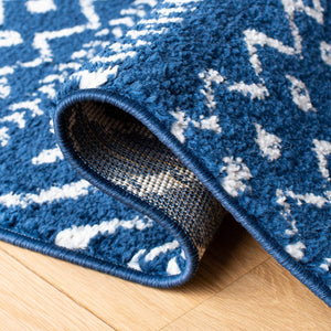 Tulum 267 Bohemian Power Loomed Polypropylene Pile Rug Navy / Ivory