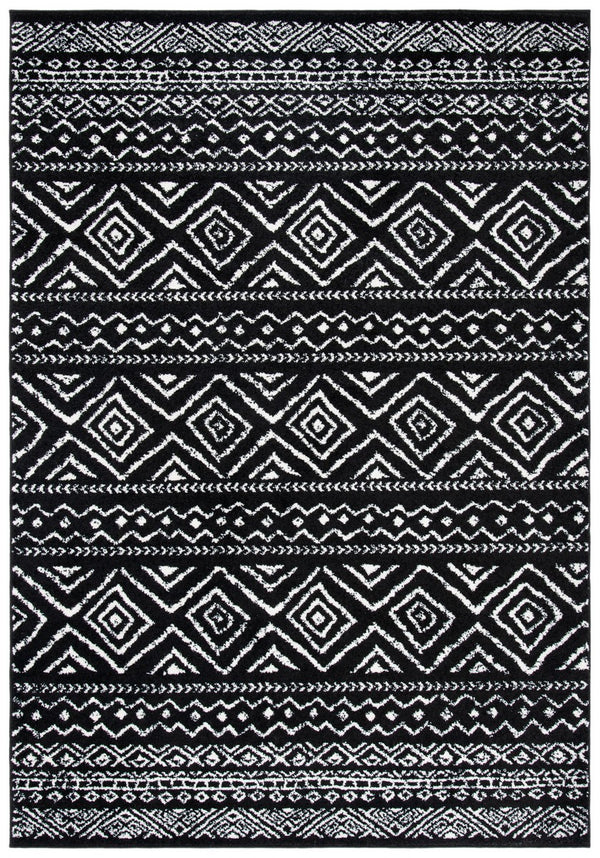 Tulum 267 Bohemian Power Loomed Polypropylene Pile Rug Black / Ivory