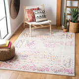 Tulum 268 Bohemian Power Loomed Polypropylene Pile Rug Ivory / Fuchsia