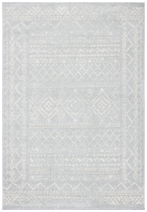 Tulum 268 Bohemian Power Loomed Polypropylene Pile Rug Light Grey / Ivory