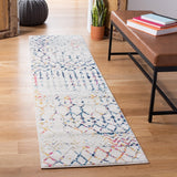 Tulum 270 Bohemian Power Loomed Polypropylene Pile Rug Ivory / Blue