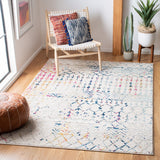 Tulum 270 Bohemian Power Loomed Polypropylene Pile Rug Ivory / Blue