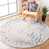 Tulum 270 Bohemian Power Loomed Polypropylene Pile Rug Ivory / Blue