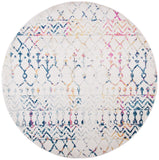 Tulum 270 Bohemian Power Loomed Polypropylene Pile Rug Ivory / Blue