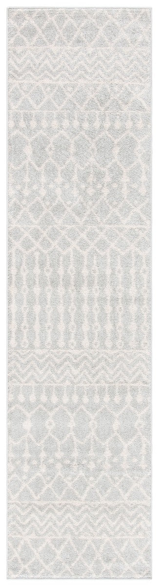 Tulum 270 Bohemian Power Loomed Polypropylene Pile Rug Light Grey / Ivory