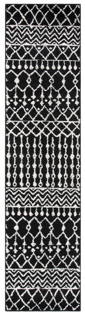 Tulum 270 Bohemian Power Loomed Polypropylene Pile Rug Black / Ivory