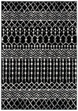 Tulum 270 Bohemian Power Loomed Polypropylene Pile Rug Black / Ivory