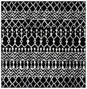 Tulum 270 Bohemian Power Loomed Polypropylene Pile Rug Black / Ivory