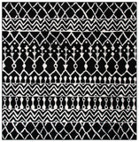 Tulum 270 Bohemian Power Loomed Polypropylene Pile Rug Black / Ivory