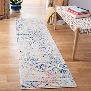 Tulum 272 Bohemian Power Loomed Polypropylene Pile Rug Ivory / Blue