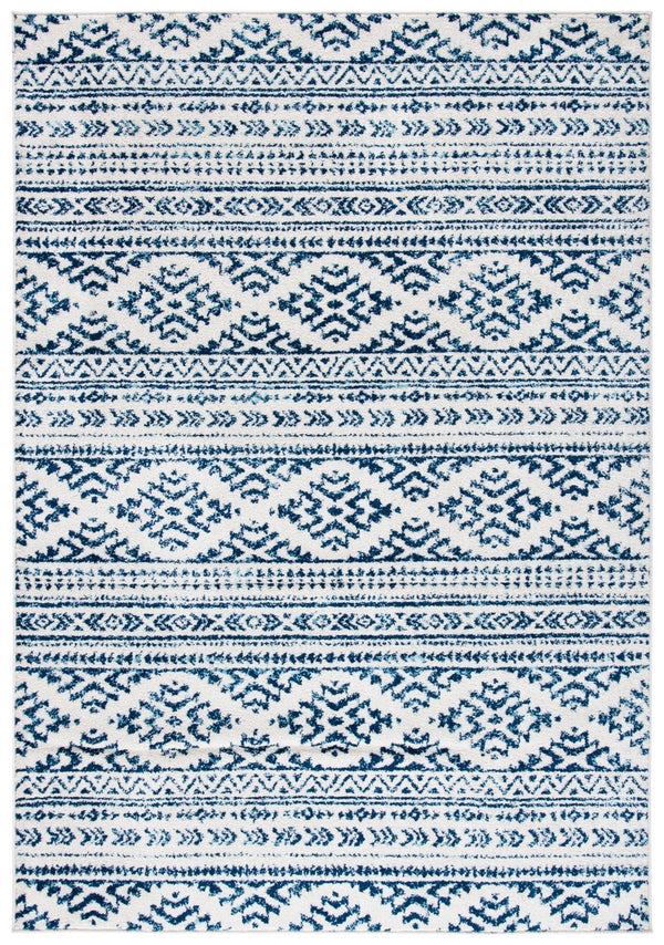 Tulum 272 Bohemian Power Loomed Polypropylene Pile Rug Ivory / Navy