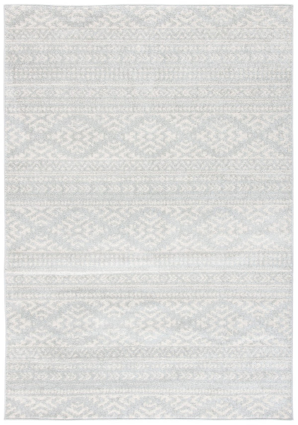 Tulum 272 Bohemian Power Loomed Polypropylene Pile Rug Light Grey / Ivory