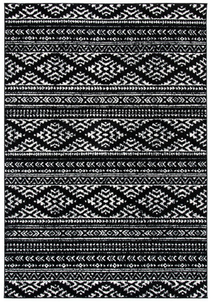 Tulum 272 Bohemian Power Loomed Polypropylene Pile Rug Black / Ivory