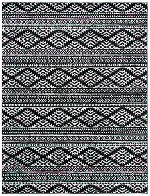 Tulum 272 Bohemian Power Loomed Polypropylene Pile Rug Black / Ivory