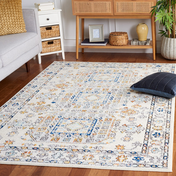 Safavieh Tulum 660 Power Loomed  Rug Ivory Grey / Blue Rust TUL660A-7R