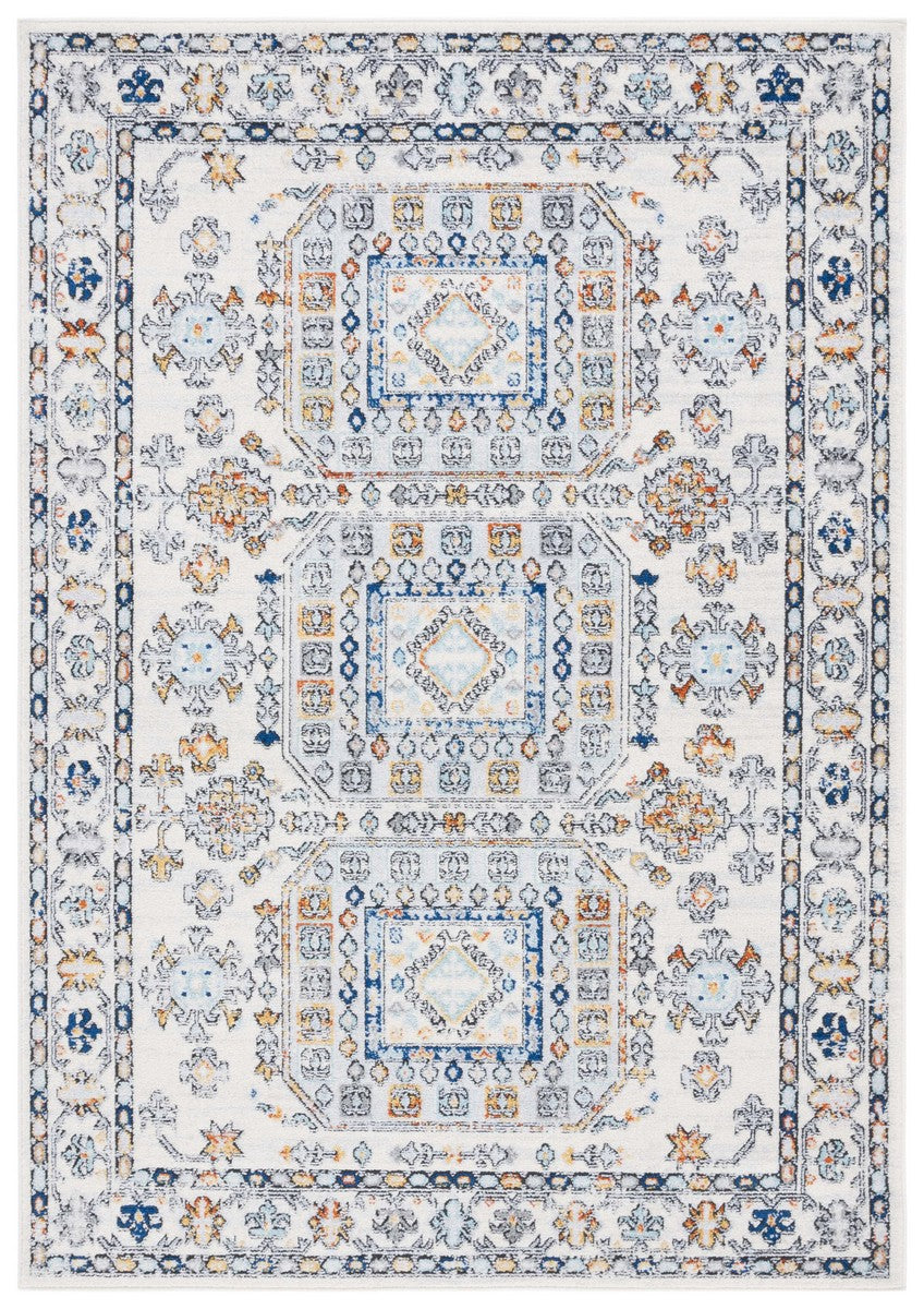 Safavieh Tulum 660 Power Loomed  Rug Ivory Grey / Blue Rust TUL660A-7R