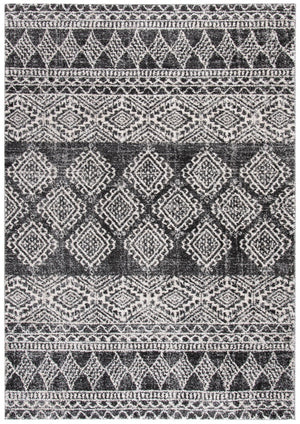 Tunisia 734 Bohemian Power Loomed 100 % Polyproplene Pile Rug Black / Ivory