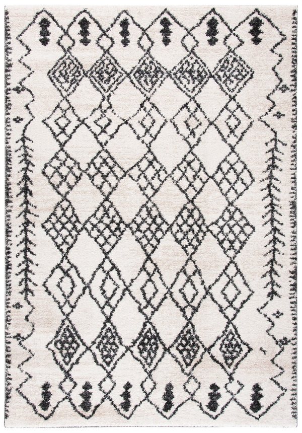 Tunisia 736 Bohemian Power Loomed 100 % Polyproplene Pile Rug Ivory / Black