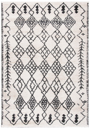 Tunisia 736 Bohemian Power Loomed 100 % Polyproplene Pile Rug Ivory / Black