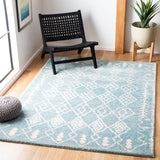 Tunisia 736 Bohemian Power Loomed 100 % Polyproplene Pile Rug Aqua / Ivory