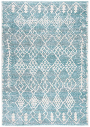 Tunisia 736 Bohemian Power Loomed 100 % Polyproplene Pile Rug Aqua / Ivory