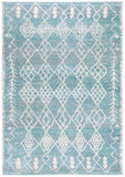 Tunisia 736 Bohemian Power Loomed 100 % Polyproplene Pile Rug Aqua / Ivory