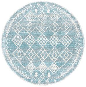 Tunisia 736 Bohemian Power Loomed 100 % Polyproplene Pile Rug Aqua / Ivory