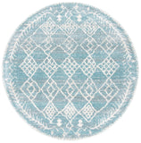 Tunisia 736 Bohemian Power Loomed 100 % Polyproplene Pile Rug Aqua / Ivory