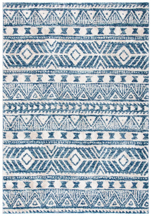 Tunisia 739 Bohemian Power Loomed 100 % Polyproplene Pile Rug Navy / Ivory