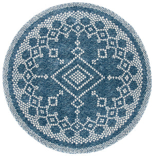 Tunisia 741 Bohemian Power Loomed 100 % Polyproplene Pile Rug Navy / Ivory