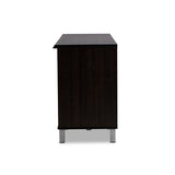 Baxton Studio Unna 70-Inch Dark Brown Wood TV Cabinet with 2 Sliding Doors and Drawer