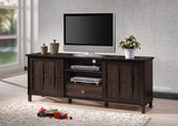 Baxton Studio Unna 70-Inch Dark Brown Wood TV Cabinet with 2 Sliding Doors and Drawer