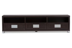 Baxton Studio Gerhardine Dark Brown Wood 63-Inch TV Cabinet with 3-drawer