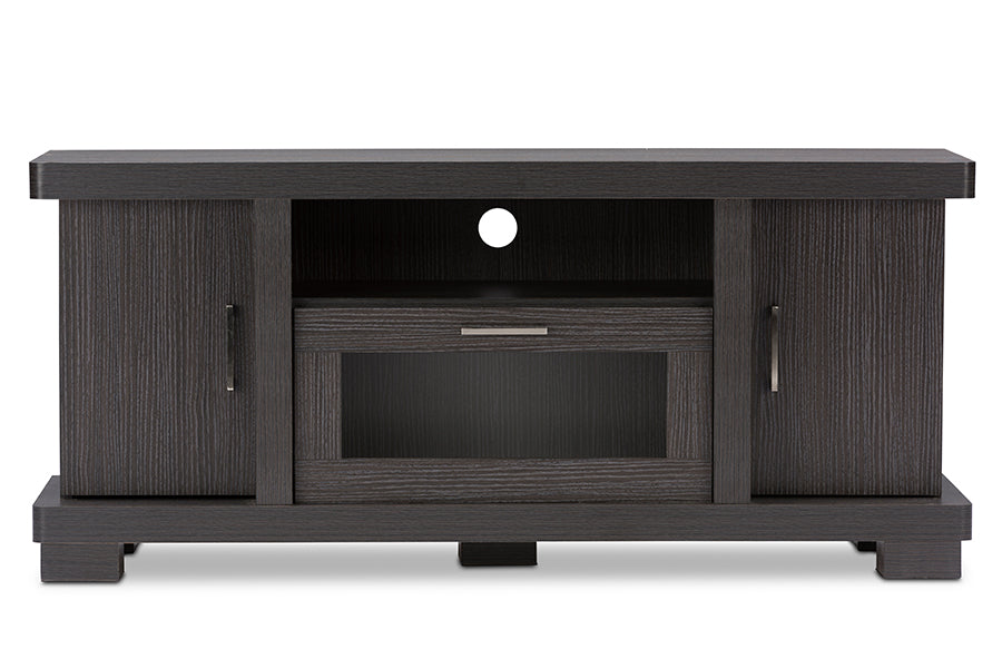 Baxton Studio Viveka 47-Inch Dark Brown Wood TV Cabinet with 2 Doors