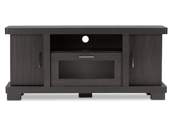 Baxton Studio Viveka 47-Inch Dark Brown Wood TV Cabinet with 2 Doors