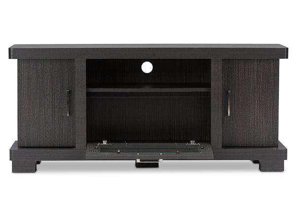 Baxton Studio Viveka 47-Inch Dark Brown Wood TV Cabinet with 2 Doors