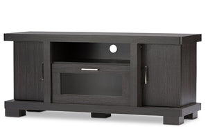 Baxton Studio Viveka 47-Inch Dark Brown Wood TV Cabinet with 2 Doors