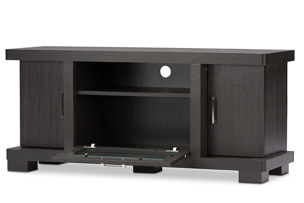 Baxton Studio Viveka 47-Inch Dark Brown Wood TV Cabinet with 2 Doors