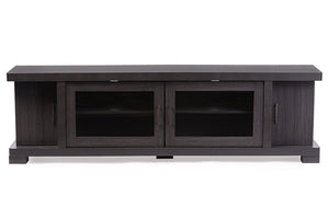 Baxton Studio Viveka 70-Inch Dark Brown Wood TV Cabinet with 2 Glass Doors and 2 Doors