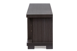 Baxton Studio Viveka 70-Inch Dark Brown Wood TV Cabinet with 2 Glass Doors and 2 Doors